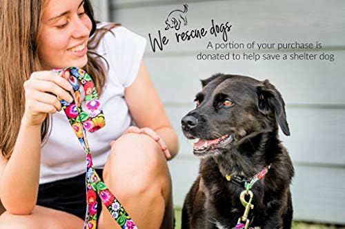 מזל צווארוני כלבי אהבה | צווארון כלב פרחוני או נער חיה לצווארון כלבים בינוני - הדפס פרחים אביב וקיץ - דפוס פרחים שחור, בינוני